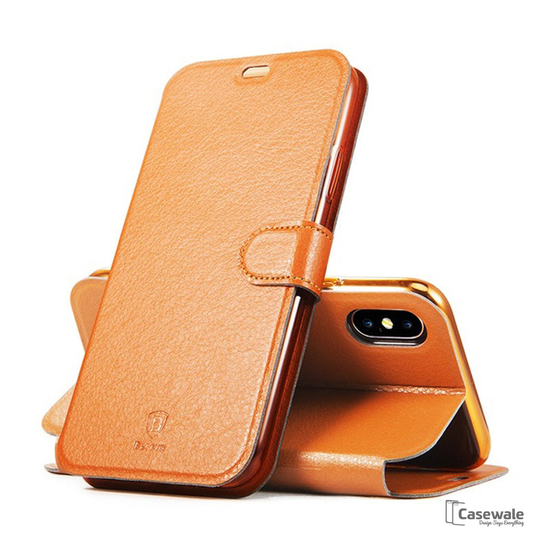 Luxury Leather Flip Case for iPhone X – Casewale