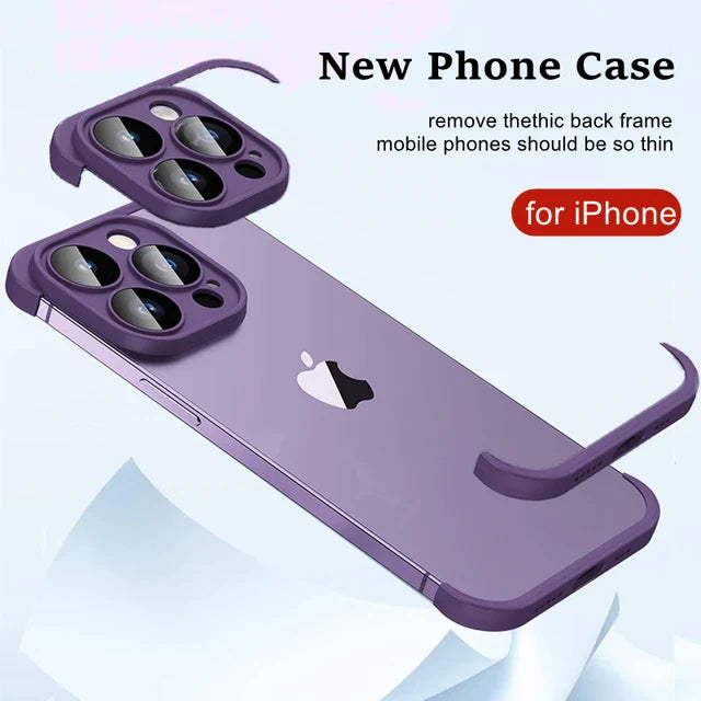 iPhone 14 Series Frameless Bumper with Glass Lens Protector Case – Casewale