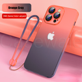 iPhone 14 Series Gradient Frosted Lanyard Case with Lens Protector & Wrist Strap