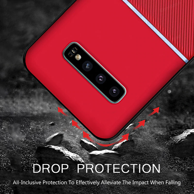 IQS Design Soft Leather Texture Case with Magnetic Car Vent for Galaxy S10 / S10 Plus