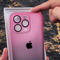 iPhone 14 Series Gradient Frosted Lanyard Case with Lens Protector & Wrist Strap