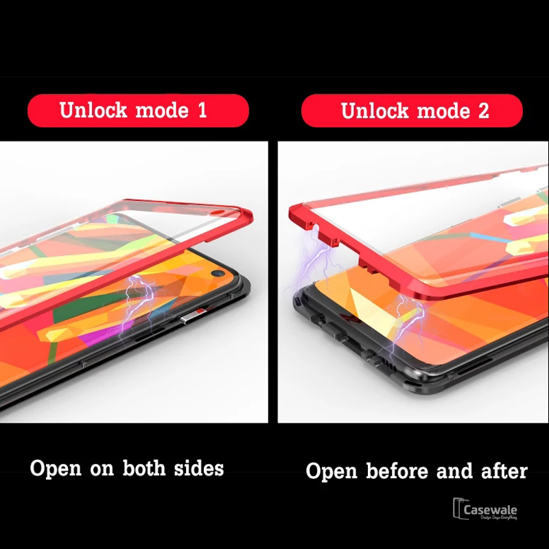 LUPHIE Double Sided Aluminum Metal Glass Case for Galaxy S10/ S10 Plus