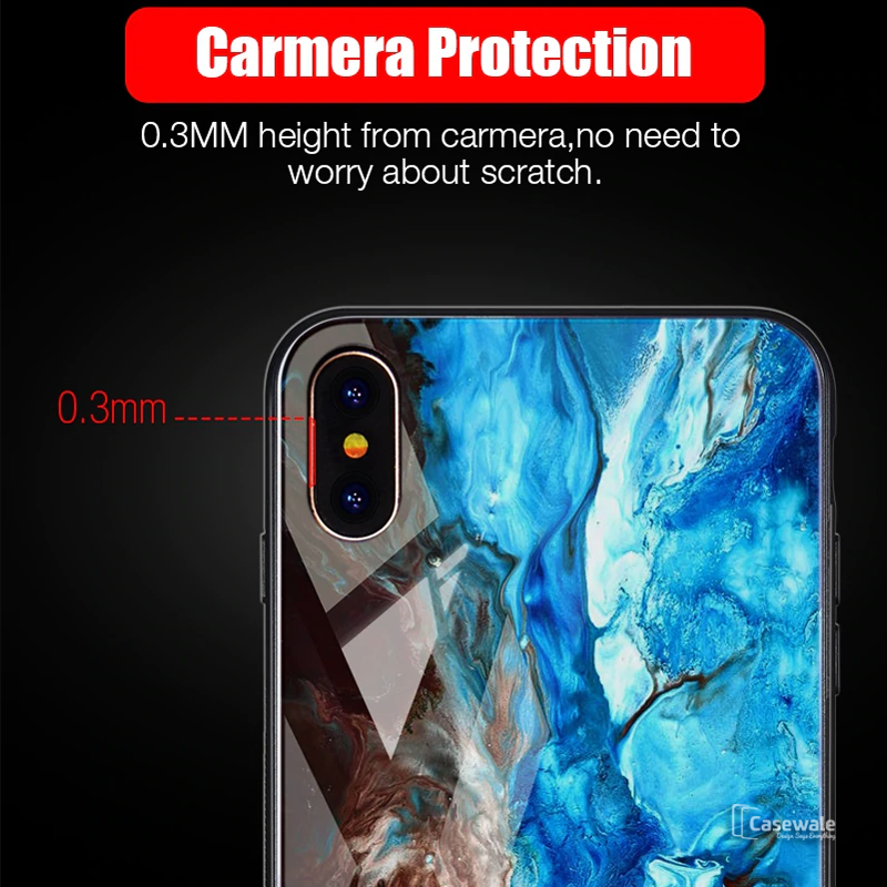 Luxury Artistic Marble Glass Case for iPhone XS