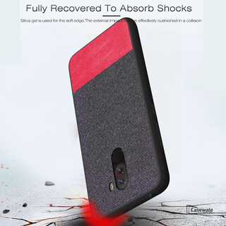 Dual Color Leather + Natural Cloth Texture Case For Mi Poco F1