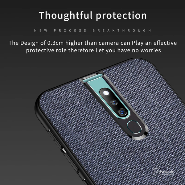 Dual Color Leather + Natural Cloth Texture Case For Oppo F11 Pro