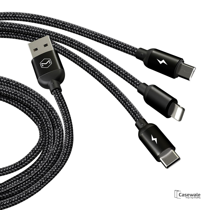 MCDODO 3-in-1 Micro USB Type C Charging Cable for iPhone Samsung [6 Months Warranty]