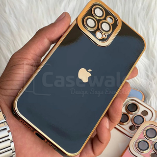 iPhone 13 Series Glass Case with Golden Edges