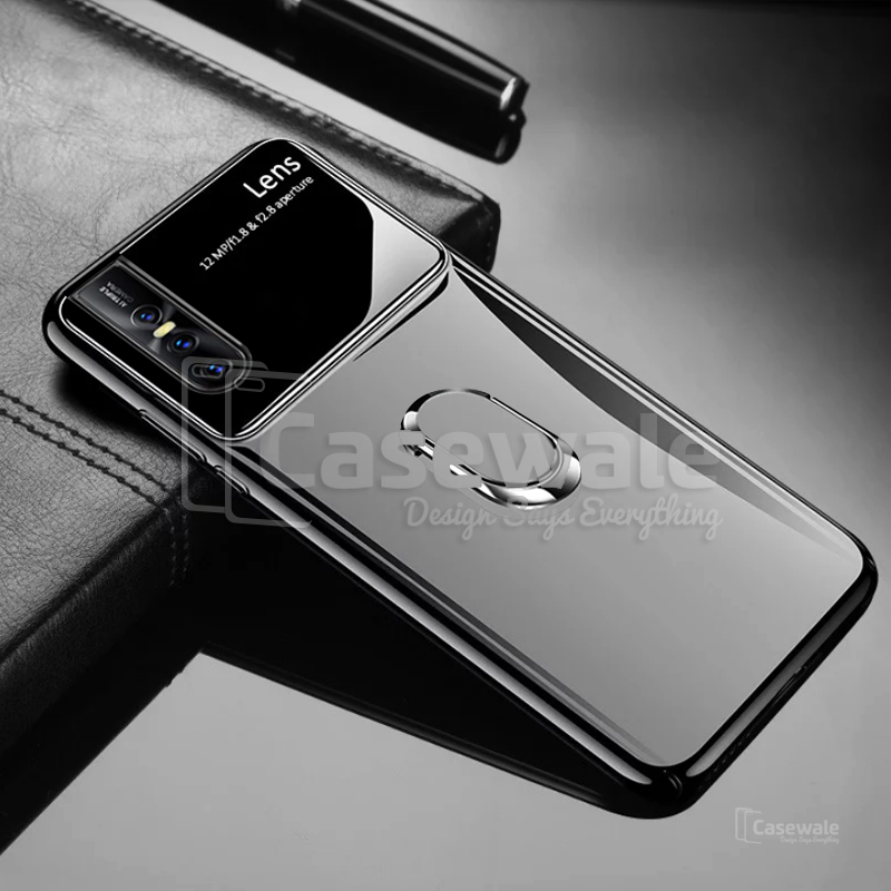 Luxury Mirror Effect Ring Bracket Phone Case for VIVO V15 Pro