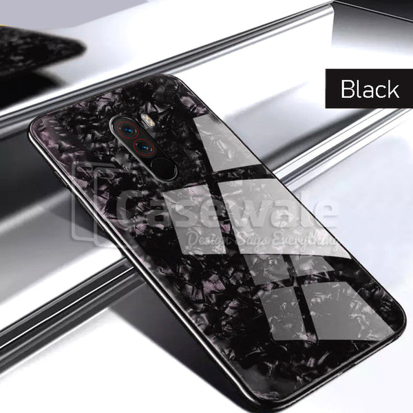 Luxury Marble Pattern Tempered Glass Case for Mi Poco F1