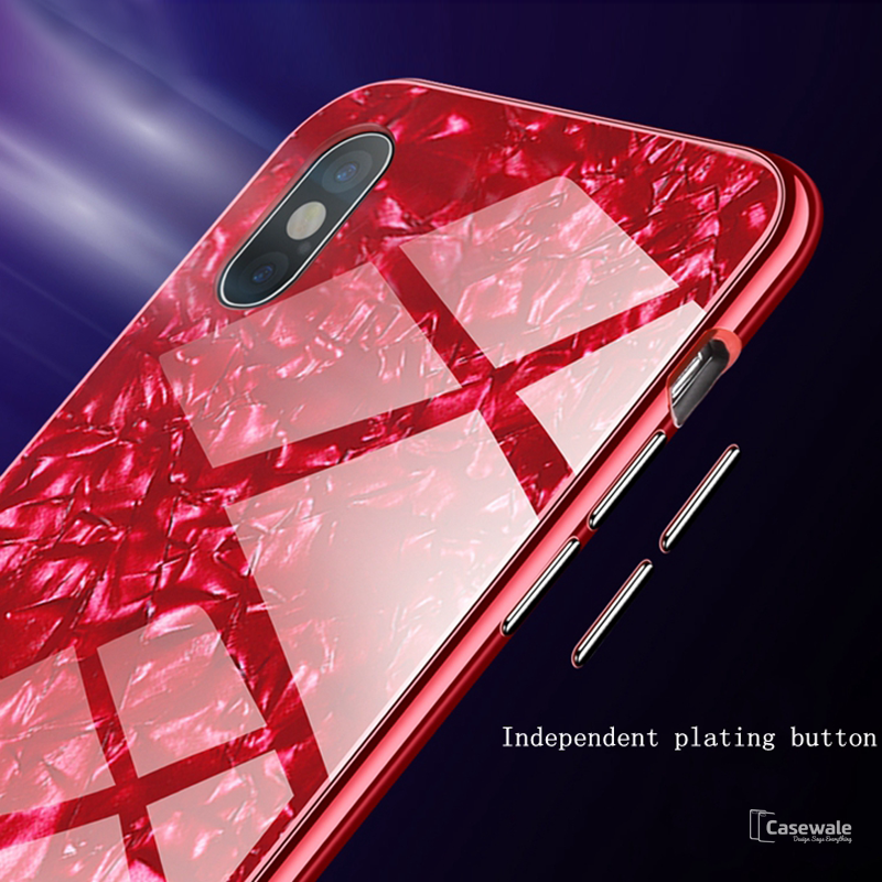 Magnetic Marble Auto-fit Tempered Glass Case for iPhone XS