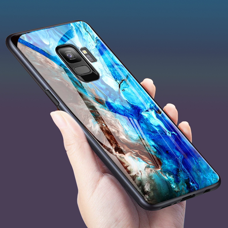 Luxury Artistic Marble Glass Case for Galaxy S9 / S9 Plus