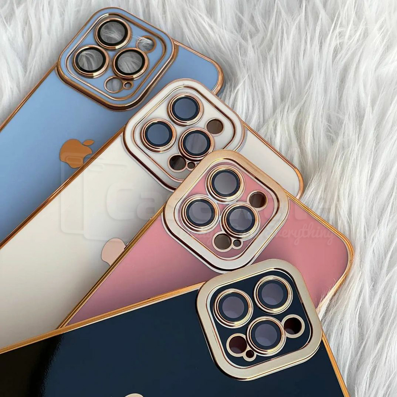 iPhone 13 Series Glass Case with Golden Edges