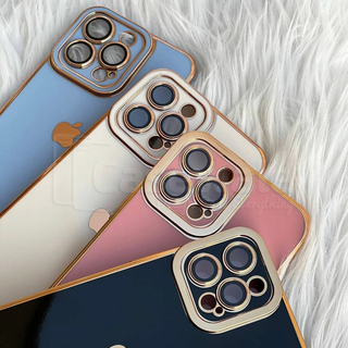 iPhone 13 Series Glass Case with Golden Edges