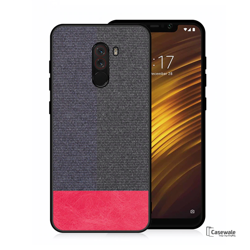 Dual Color Leather + Natural Cloth Texture Case For Mi Poco F1