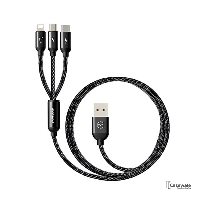 MCDODO 3-in-1 Micro USB Type C Charging Cable for iPhone Samsung [6 Months Warranty]