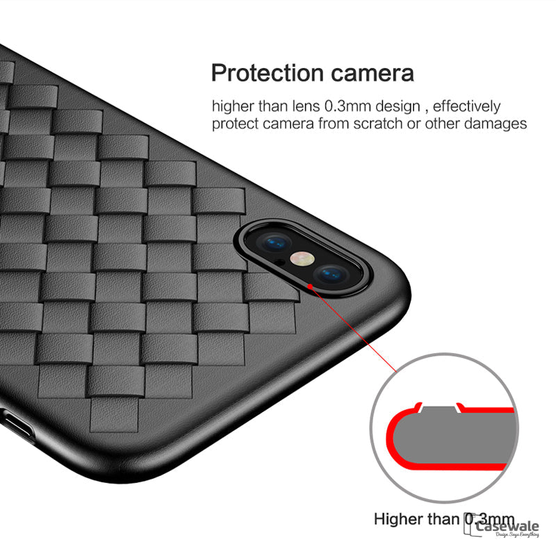 iPhone X Luxury Grid Weaving Ultra Thin Soft TPU Protective Back Case