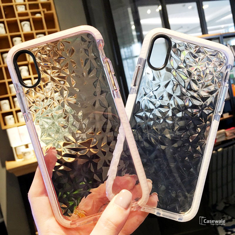 Luxury Transparent Geometric Diamond Case for iPhone XS