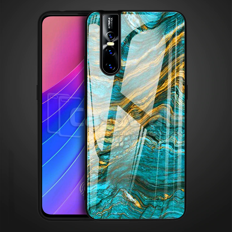 Luxury Artistic Marble Glass Case for Vivo V15 Pro