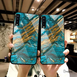 Luxury Majestic Pattern Glass Case for Galaxy A7 2018