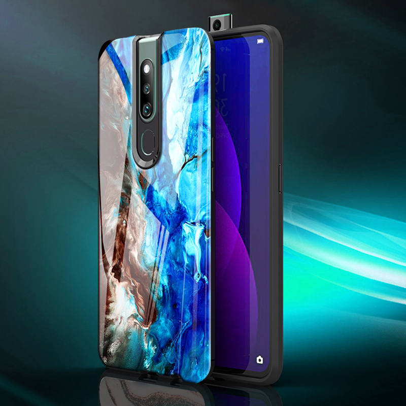 Luxury Artistic Marble Glass Case for Oppo F11 Pro