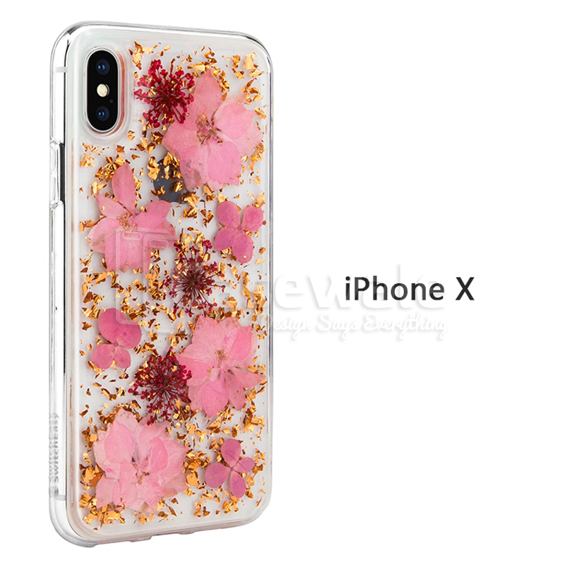 Original Flash Foil Petals Genuine Flower Case for iPhone XS