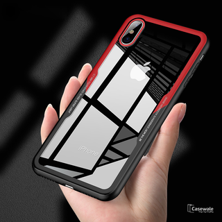 Luxury Black & Red Transparent Glass Case For iPhone X [Best Selling Case]