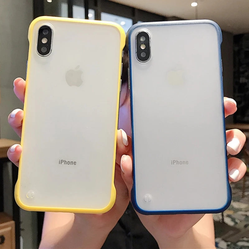 Luxury Frameless Semi Transparent Ring Finger Case for iPhone X Series