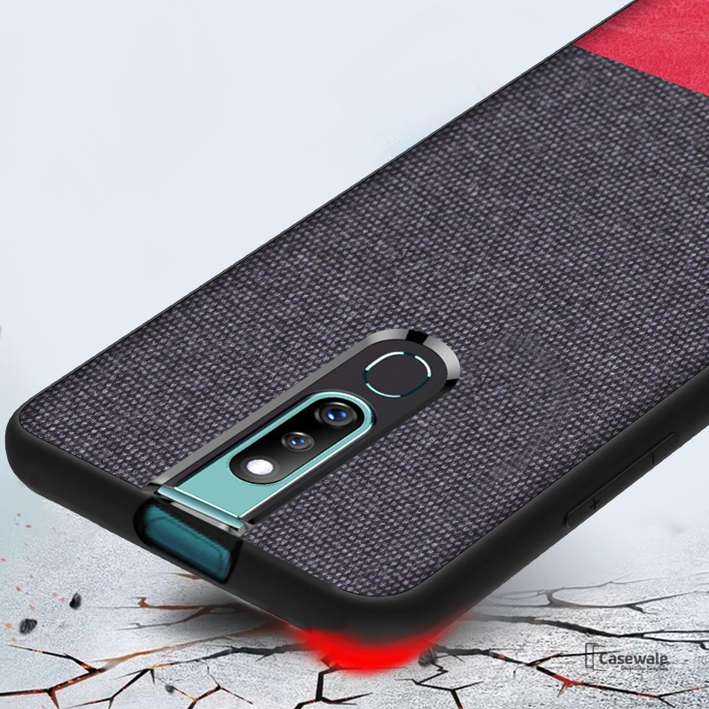 Dual Color Leather + Natural Cloth Texture Case For Oppo F11 Pro