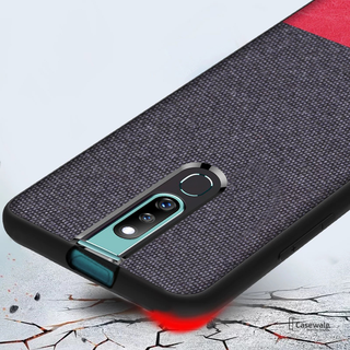 Dual Color Leather + Natural Cloth Texture Case For Oppo F11 Pro
