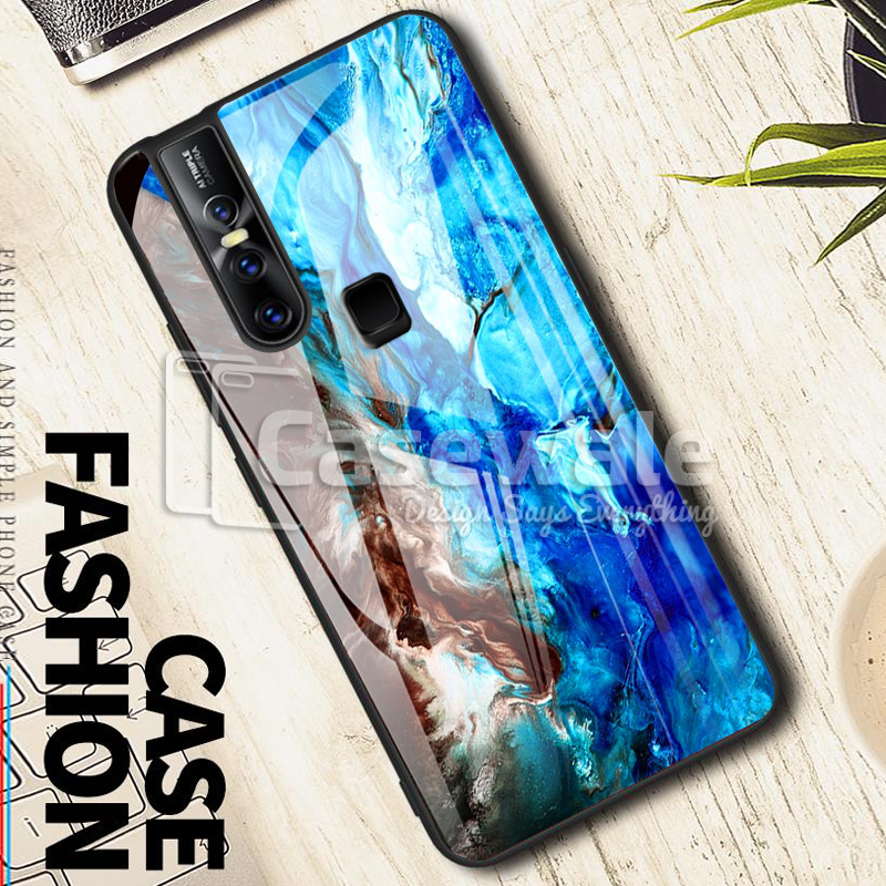 Luxury Artistic Marble Glass Case for Vivo V15
