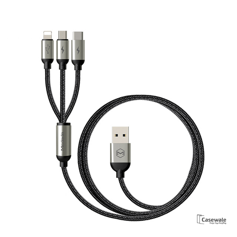 MCDODO 3-in-1 Micro USB Type C Charging Cable for iPhone Samsung [6 Months Warranty]
