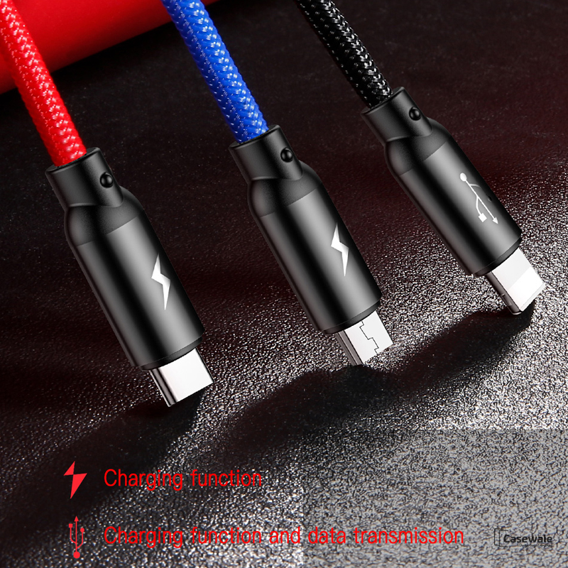 Baseus 3 in 1 Micro USB Type C Charger Cable for iPhone Samsung