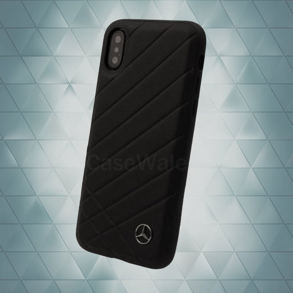 Mercedes Benz Pattern II Genuine Leather Hard Case for iPhone X