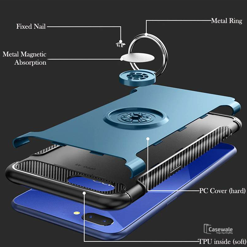 Luxury Armor Magnetic Car Holder Case for Oppo F9 Pro