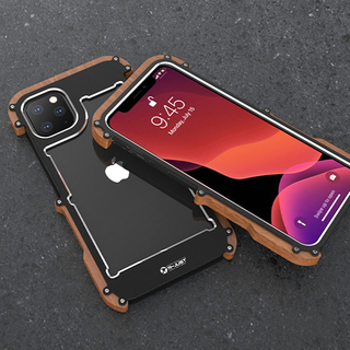 Luxury Metal Aluminum Wood Protective Bumper Case for iPhone 11 Series