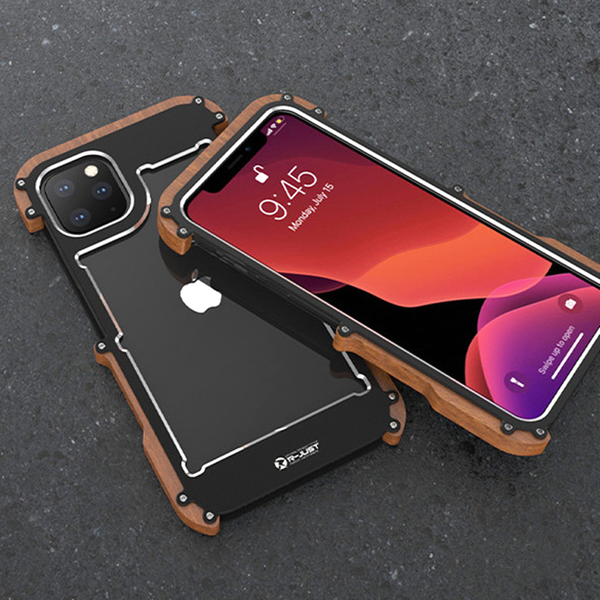 Luxury Metal Aluminum Wood Protective Bumper Case for iPhone 11 Series