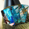 Luxury Artistic Marble Glass Case for iPhone XS