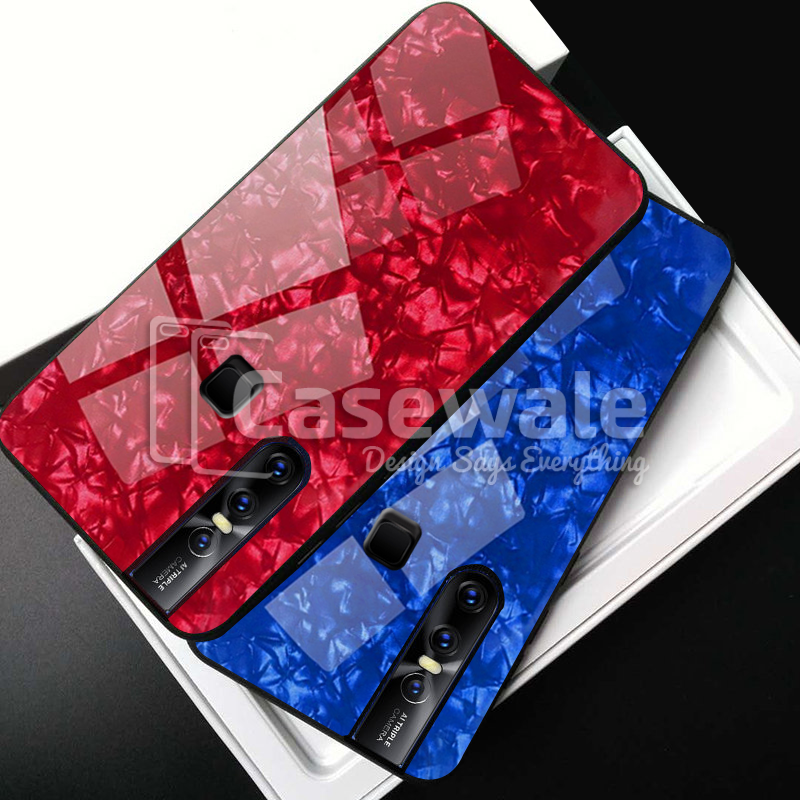 Luxury Marble Pattern Tempered Glass Case for Vivo V15