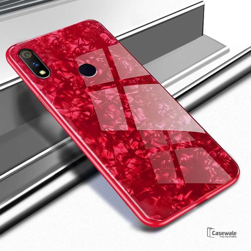 Luxury Marble Pattern Tempered Glass Case for Oppo Realme 3 Pro