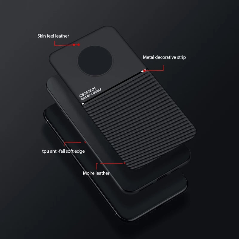 IQS Design Soft Leather Texture Case with Magnetic Car Vent For Oneplus 7T / 7T Pro