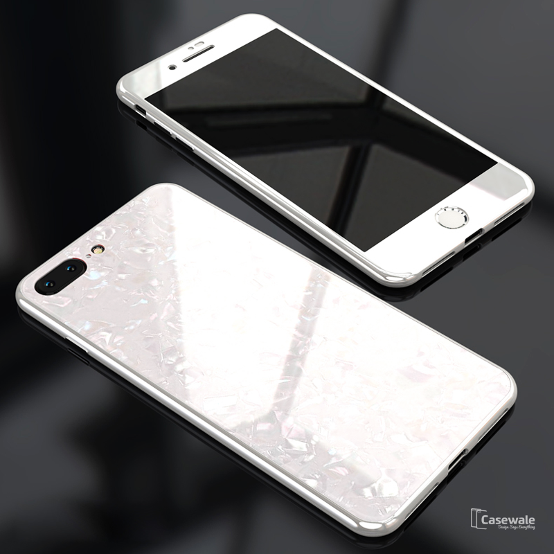 Marble Magnetic Auto-fit Tempered Glass Case for iPhone 6, 7, 8