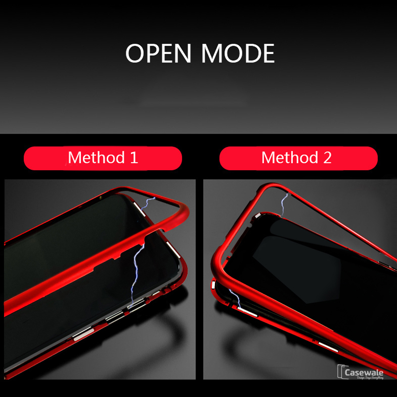 Magnetic Marble Auto-fit Tempered Glass Case for iPhone XS