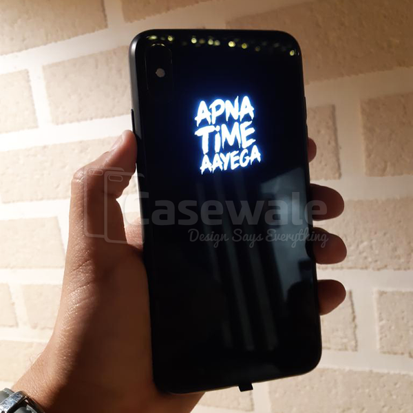 Luxury Smooth Glass Apna Time Ayega LED Light Case For iPhone X / XS