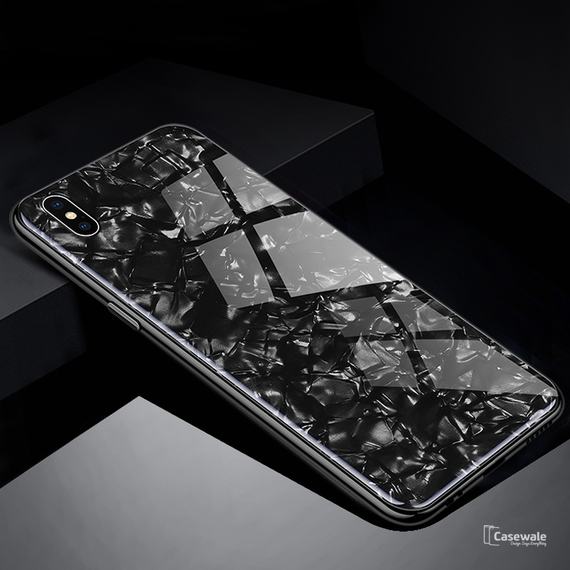 Luxury Marble Pattern Tempered Glass Case For Apple iPhone X