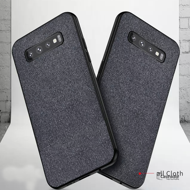 Luxury Silicone Edge+Hard Cloth Texture Case for Galaxy S10/ S10 Plus