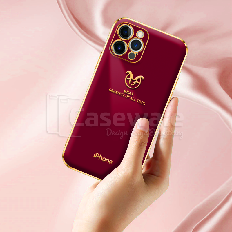 iPhone 12 Series Shiny Goat Design Electroplating Glass Case