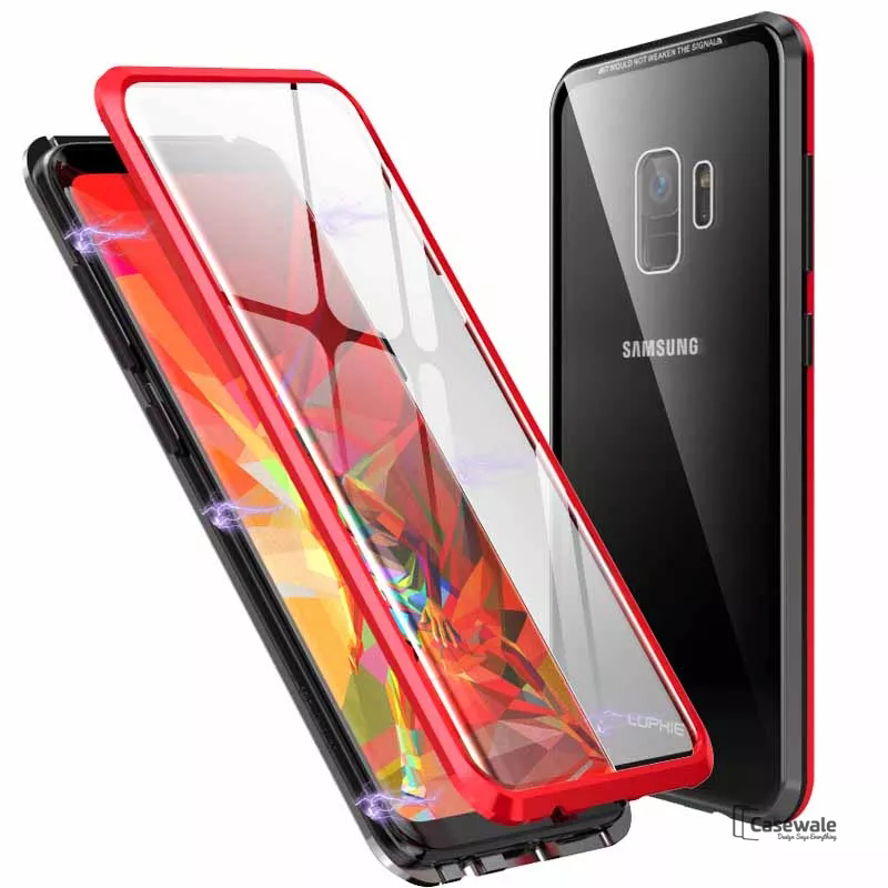 LUPHIE Double Sided Aluminum Metal Glass Case for Galaxy S9/ S9 Plus