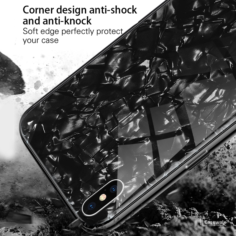 Luxury Marble Pattern Tempered Glass Case For iPhone XS