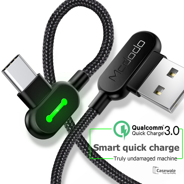 MCDODO 90 Degree Fast Charging Cable for iPhone Type C