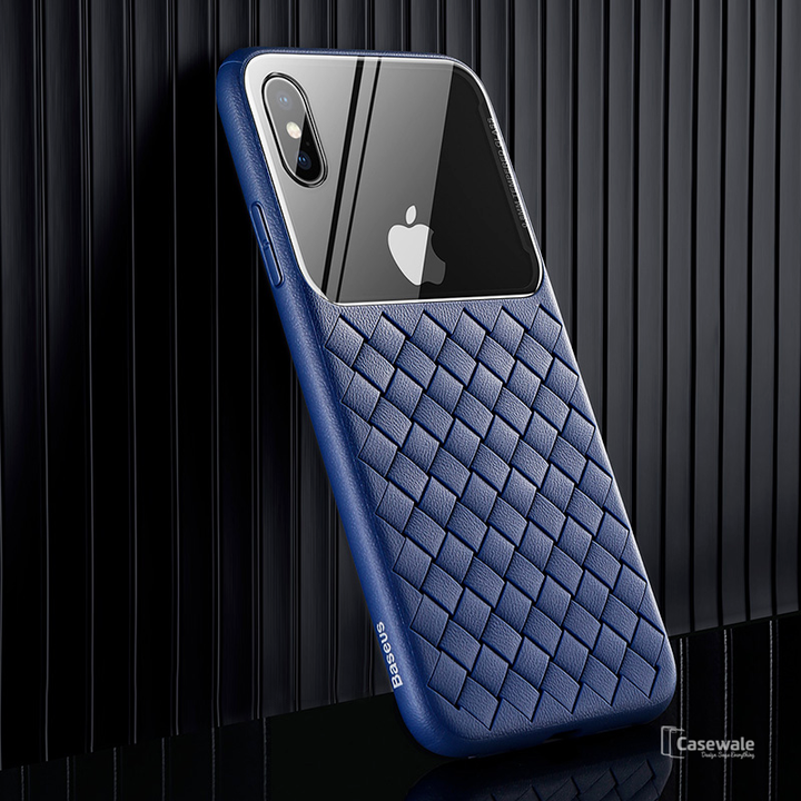 Baseus Tempered Glass Grid Weaving Pattern Case For iPhone XS Max